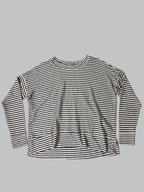 Aerie Dark Blue & White Oversized Striped Long Sleeve Top